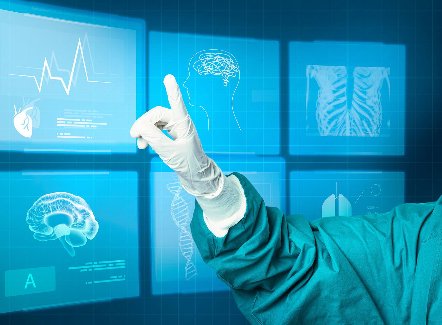 Medical Professional in Scrubs Pointing at Charts